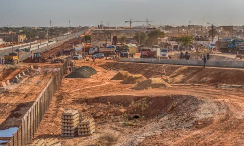 Dakar, Senegal - Feb 02, 2019: Construction of new railway tracks between the city of Dakar and the airport.